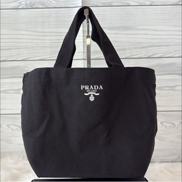 Prada Black Soft Canvas Cosmetics Bag Beauty Handle Tote VIP Gift NIB - Picture 8 of 10